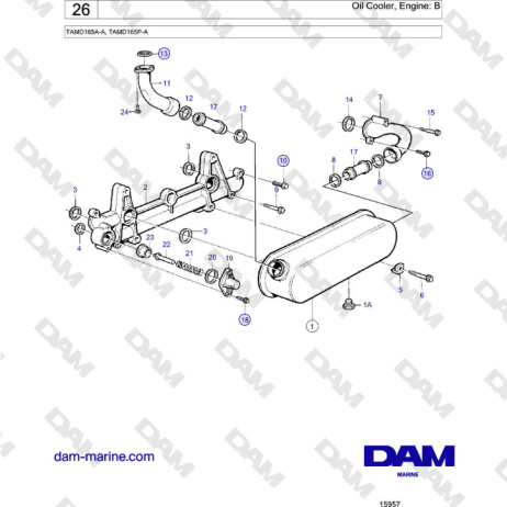 Volvo Penta TAMD165A-A, TAMD165P-A - Oil Cooler, Engine: B 