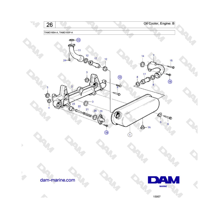 Volvo Penta TAMD165A-A, TAMD165P-A - Oil Cooler, Engine: B 