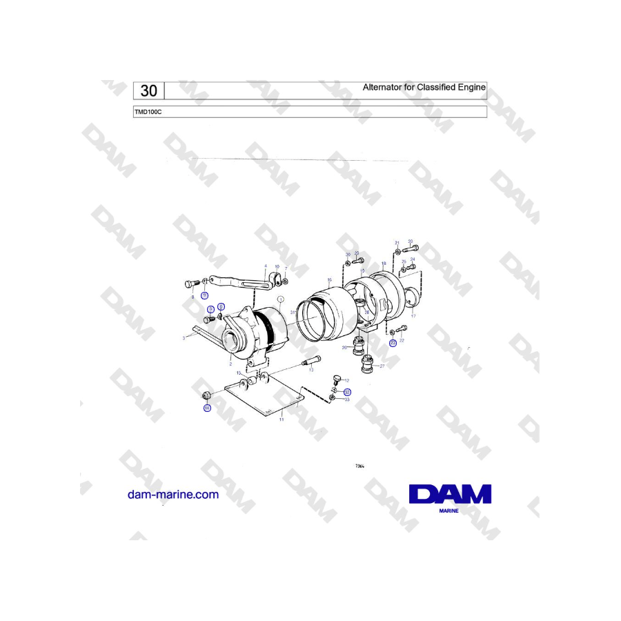 Volvo Penta TMD100C - Alternator for Classified Engine