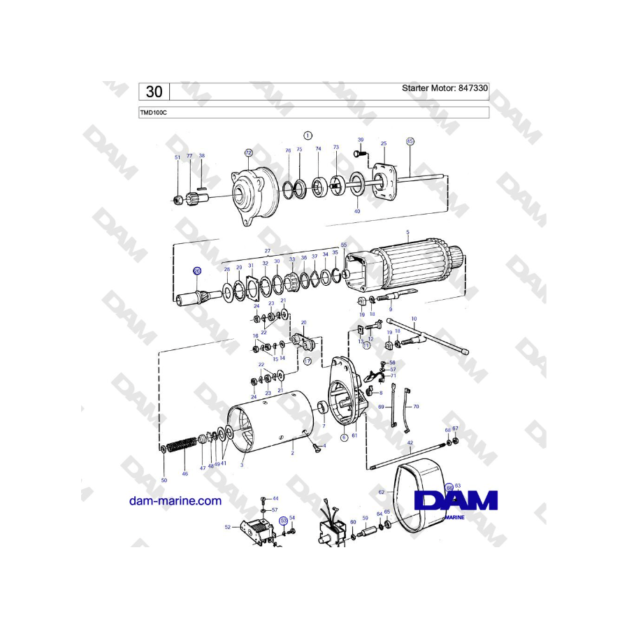 Volvo Penta TMD100C - Starter Motor: 847330