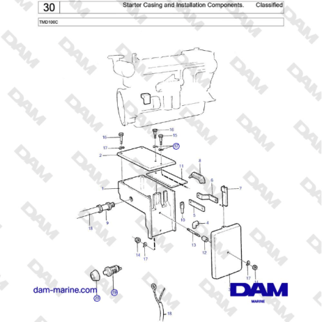 Volvo Penta TMD100C - Starter Casing and Installation Components. Classified