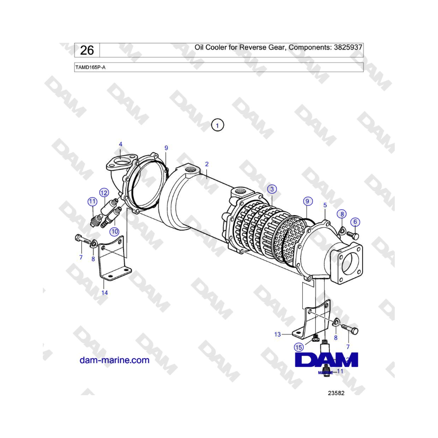 Volvo Penta TAMD165P-A - Oil Cooler for Reverse Gear, Components: 3825937