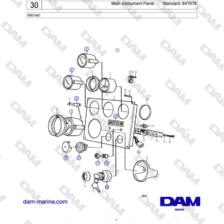 Volvo Penta TMD100C - Main Instrument Panel Standard: 847978