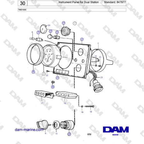 Volvo Penta TMD100C - Instrument Panel for Dual Station Standard: 847977