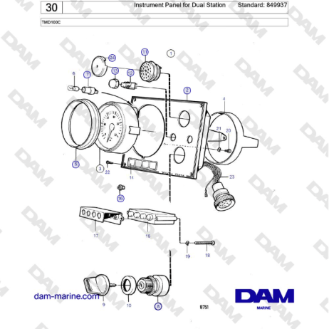 Volvo Penta TMD100C - Instrument Panel for Dual Station Standard: 849937