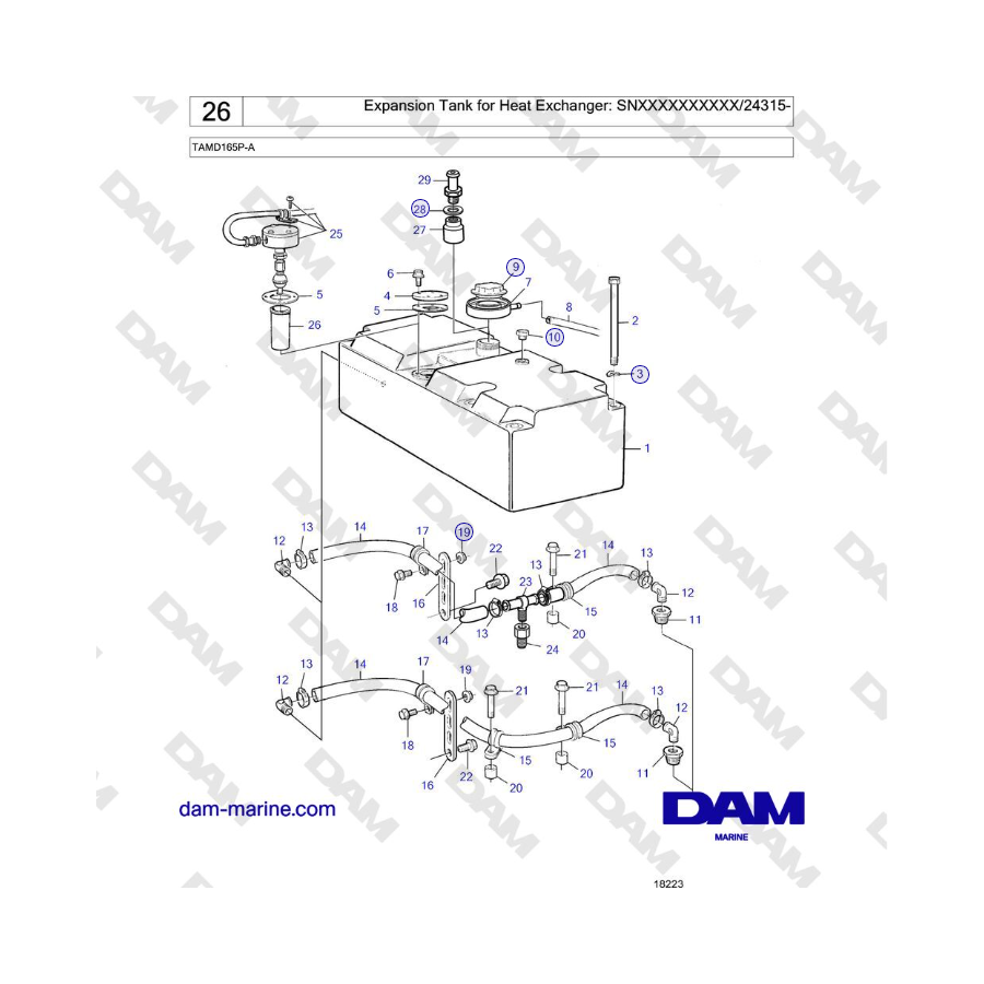 Volvo Penta TAMD165P-A - Expansion Tank for Heat Exchanger