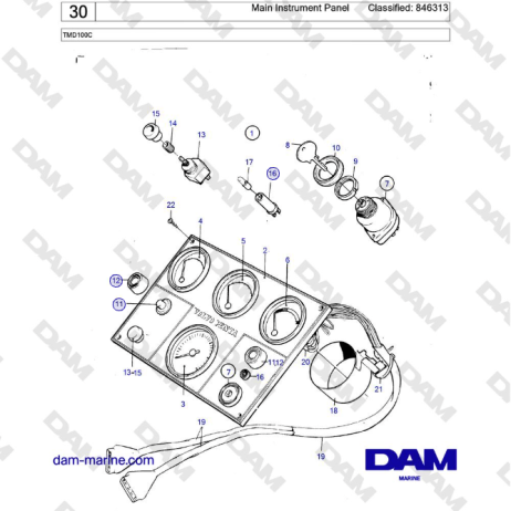 Volvo Penta TMD100C - Main Instrument Panel Classified: 846313