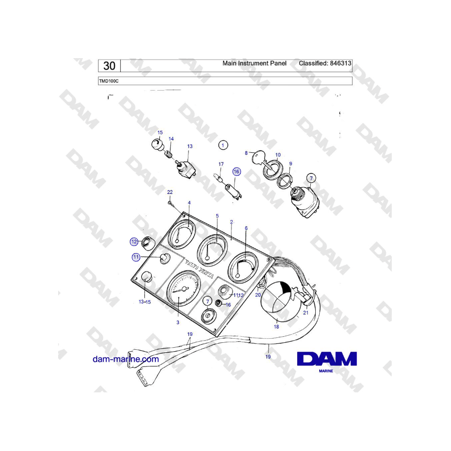 Volvo Penta TMD100C - Main Instrument Panel Classified: 846313