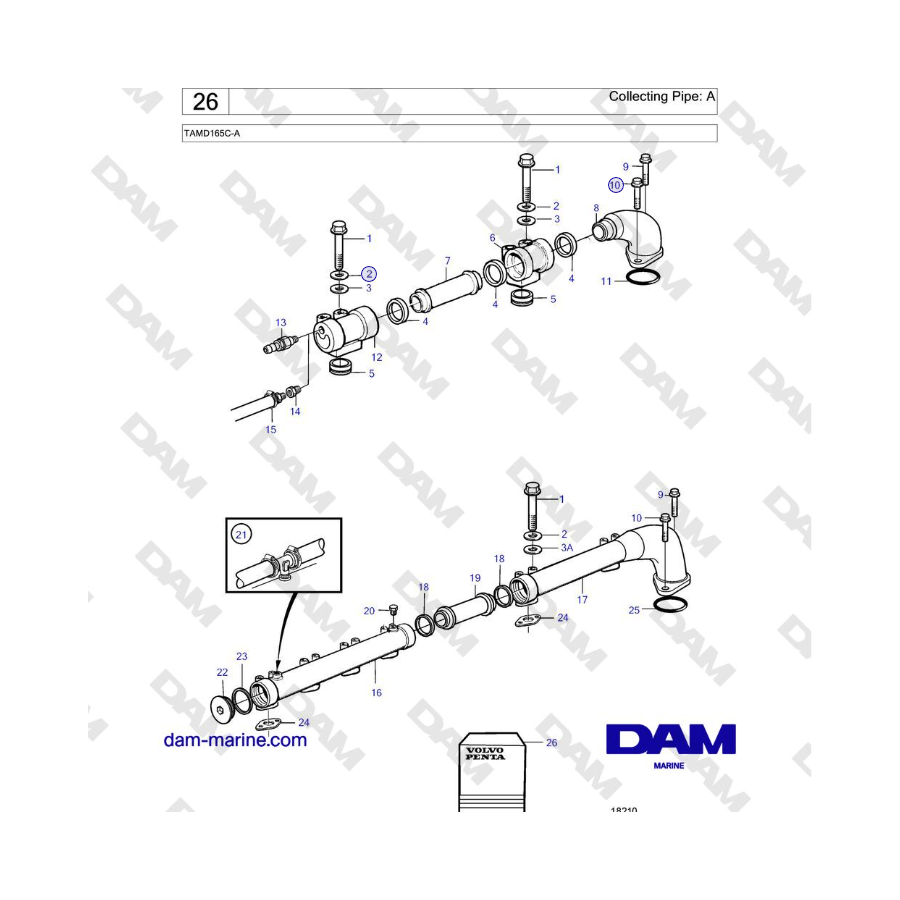 Volvo Penta TAMD165C-A - Collecting Pipe: A