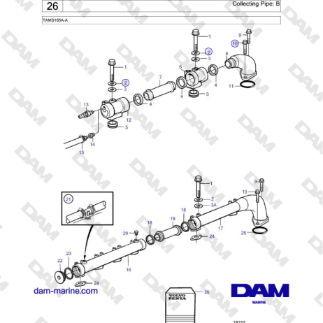 Volvo Penta TAMD165A-A - Collecting Pipe: B