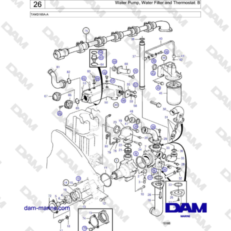 Volvo Penta TAMD165A-A - Water Pump, Water Filter and Thermostat: B