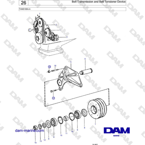 Volvo Penta TAMD165A-A - Belt Transmission and Belt Tensioner Device