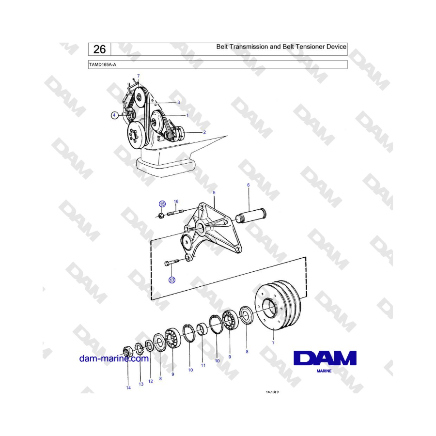 Volvo Penta TAMD165A-A - Belt Transmission and Belt Tensioner Device