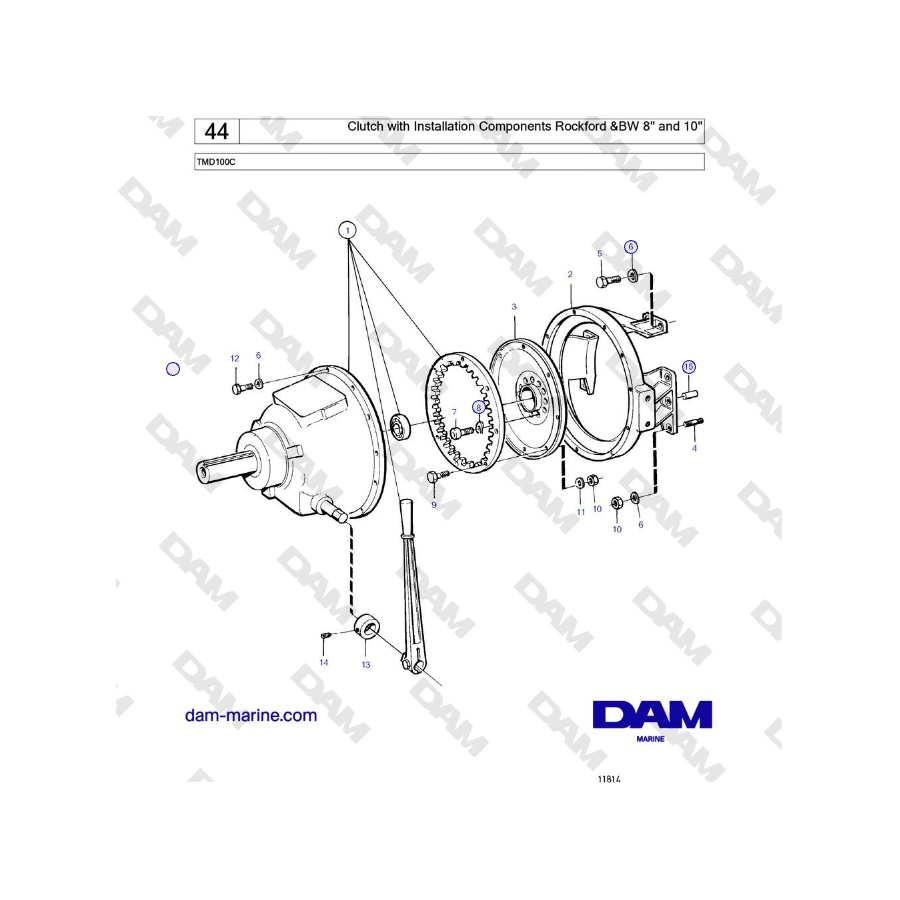 Volvo Penta TMD100C - Clutch with Installation Components Rockford &BW 8'' and 10''