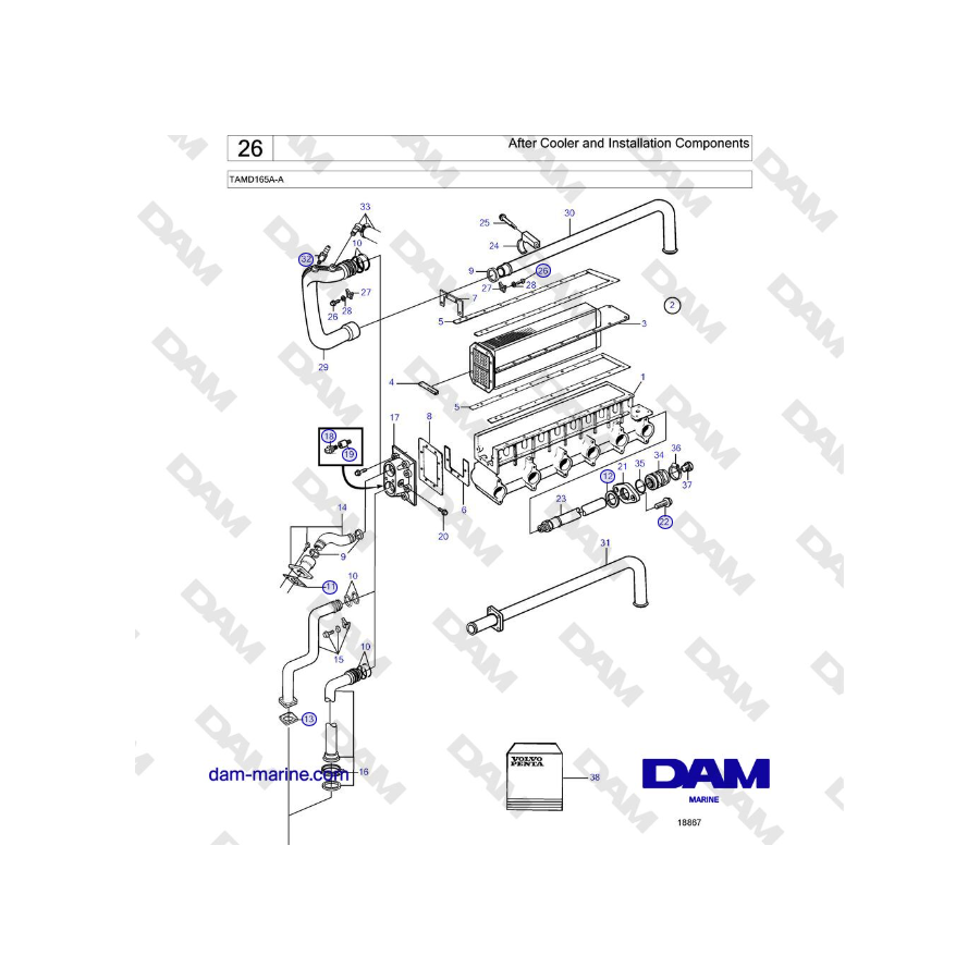 Volvo Penta TAMD165A-A - After Cooler and Installation Components