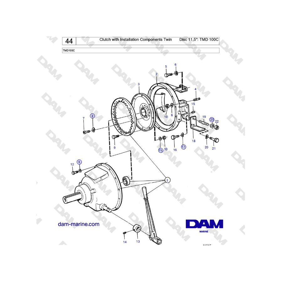 Volvo Penta TMD100C - Clutch with Installation Components Twin Disc 11,5'': TMD 100C