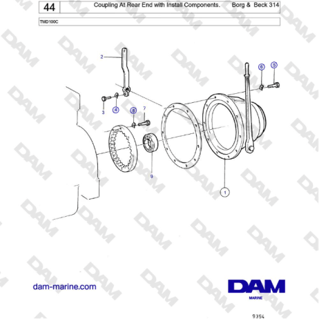 Volvo Penta TMD100C - Coupling At Rear End with Install Components. Borg & Beck 314