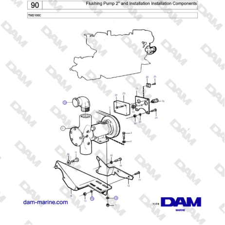 Volvo Penta TMD100C -  Flushing Pump 2'' and Installation Installation Components