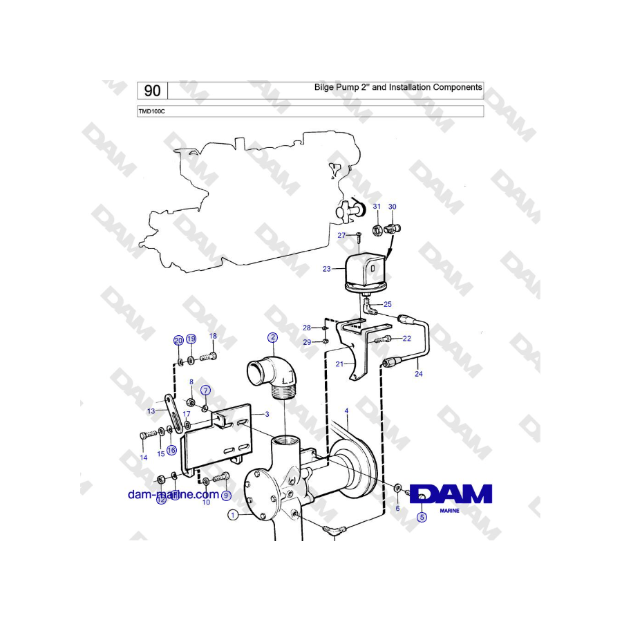 Volvo Penta TMD100C - Bilge Pump 2'' and Installation Components