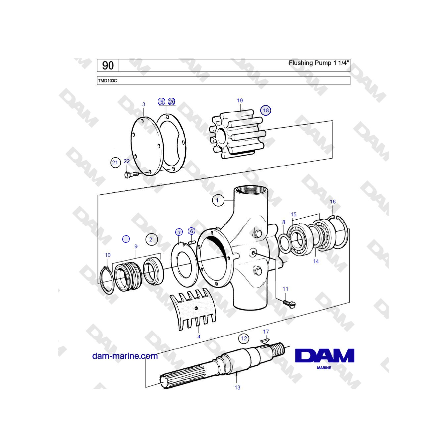 Volvo Penta TMD100C - Flushing Pump 1 1/4''