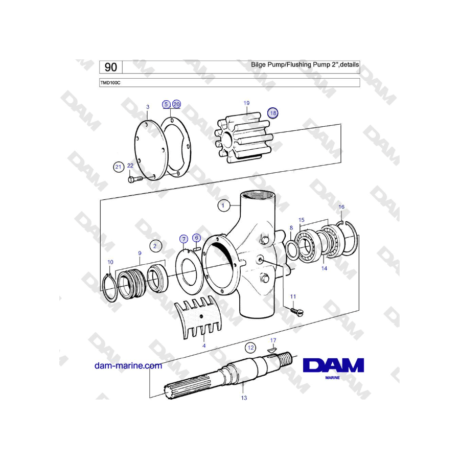 Volvo Penta TMD100C - Bilge Pump/Flushing Pump 2'',details