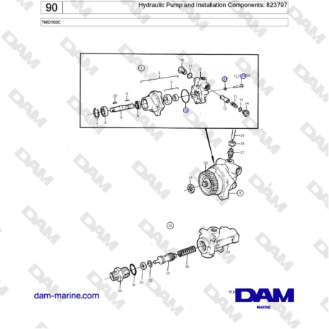 Volvo Penta TMD100C - Hydraulic Pump and Installation Components: 823797