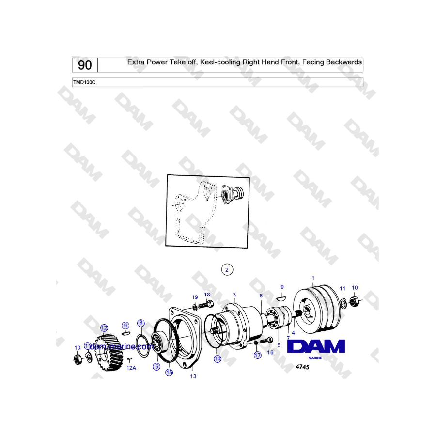 Volvo Penta TMD100C - Extra Power Take off, Keel-cooling Right Hand Front, Facing Backwards