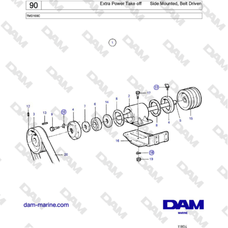 Volvo Penta TMD100C - Extra Power Take off Side Mounted, Belt Driven