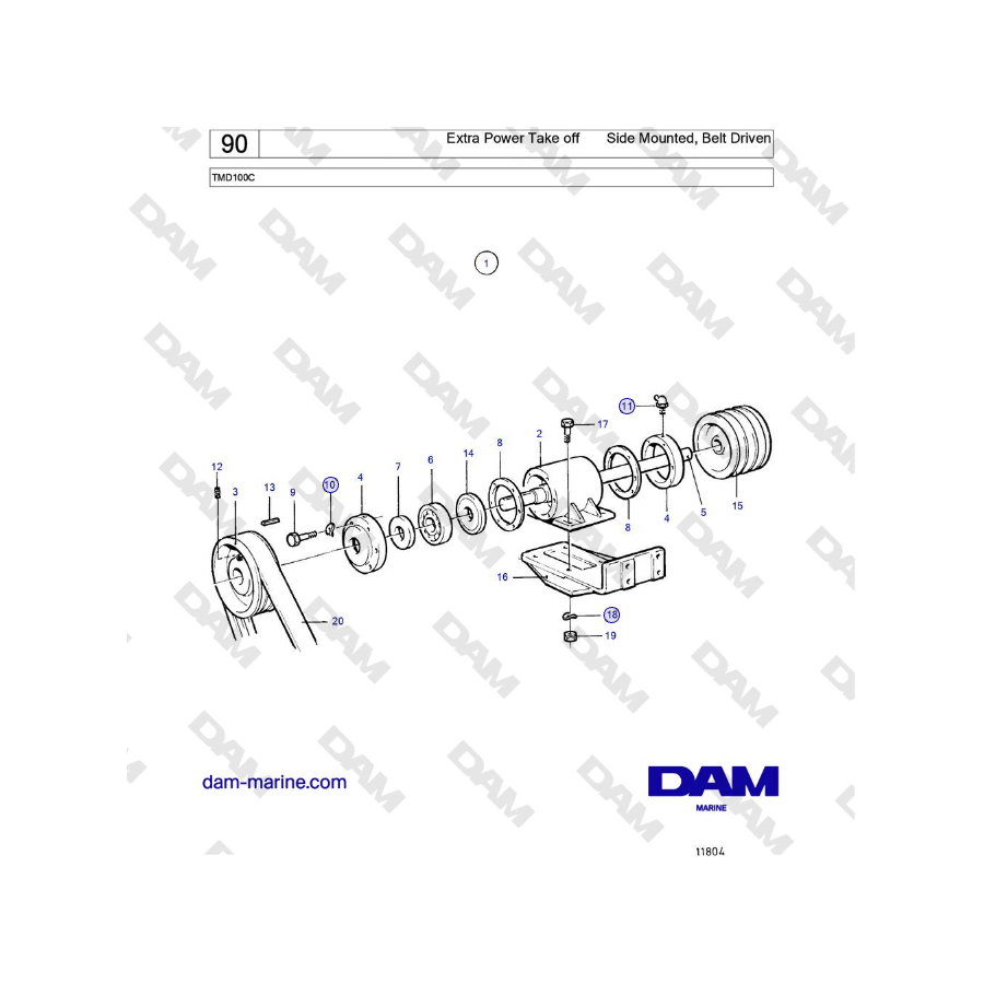 Volvo Penta TMD100C - Extra Power Take off Side Mounted, Belt Driven