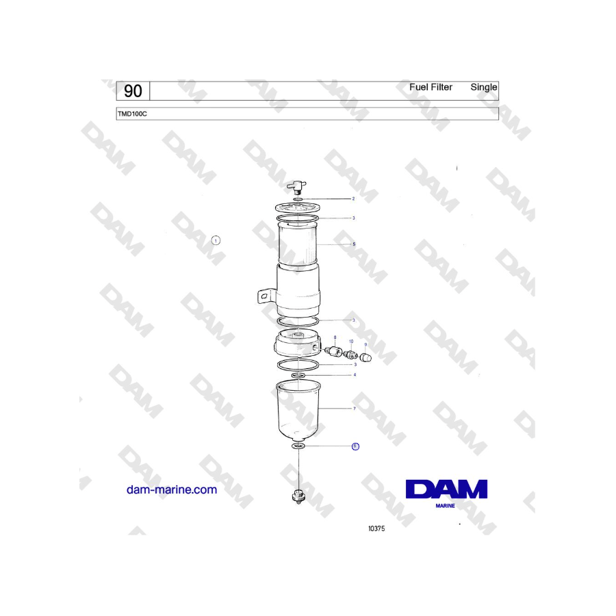 Volvo Penta TMD100C - Fuel Filter Single