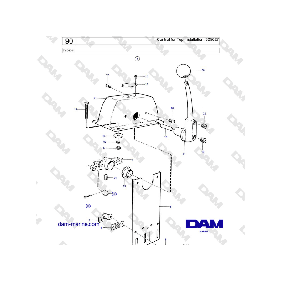 Volvo Penta TMD100C - Control for Top Installation: 825627