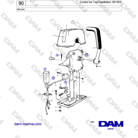 Volvo Penta TMD100C - Control for Top Installation: 851603