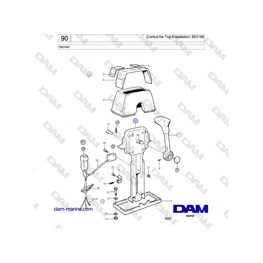 Volvo Penta TDM100C - Control for Top Installation: 853168