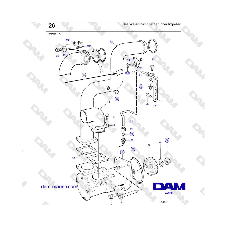 Volvo Penta TAMD165P-A - Sea Water Pump with Rubber Impeller