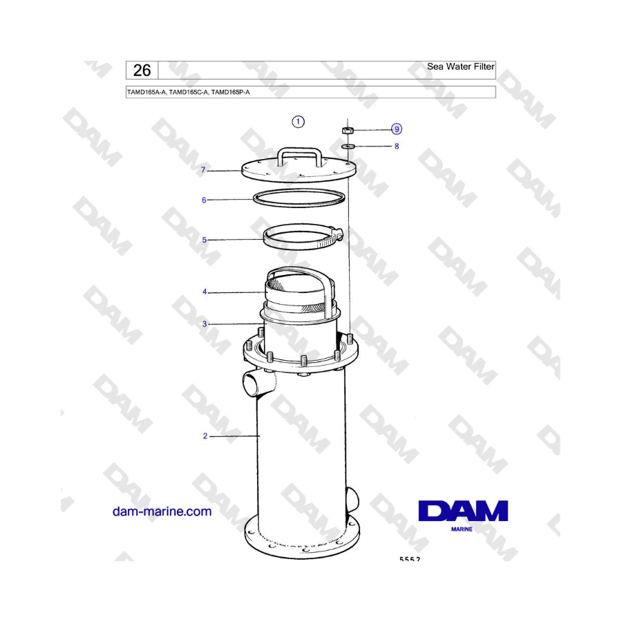 Volvo Penta TAMD165A-A, TAMD165C-A, TAMD165P-A - Sea Water Filter