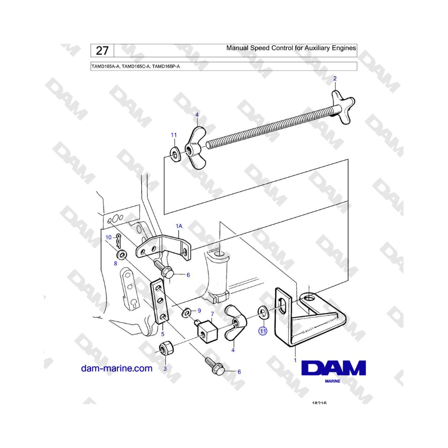 Volvo Penta TAMD165A-A, TAMD165C-A, TAMD165P-A - Manual Speed Control for Auxiliary Engines