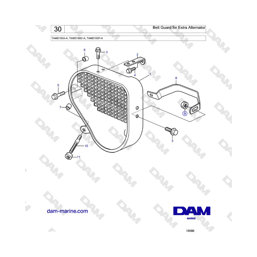 Volvo Penta TAMD165A-A, TAMD165C-A, TAMD165P-A - Belt Guard for Extra Alternator