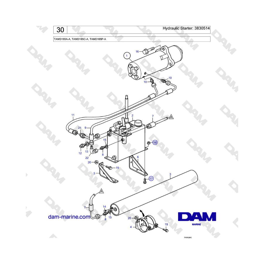 Volvo Penta TAMD165A-A, TAMD165C-A, TAMD165P-A - Hydraulic Starter: 3830514