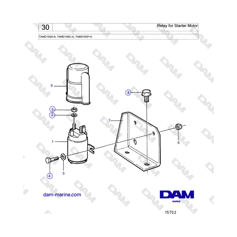 Volvo Penta TAMD165A-A, TAMD165C-A, TAMD165P-A - Relay for Starter Motor