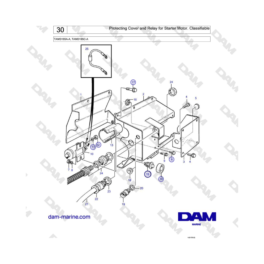 Volvo Penta TAMD165A-A, TAMD165C-A - Protecting Cover and Relay for Starter Motor. Classifiable 