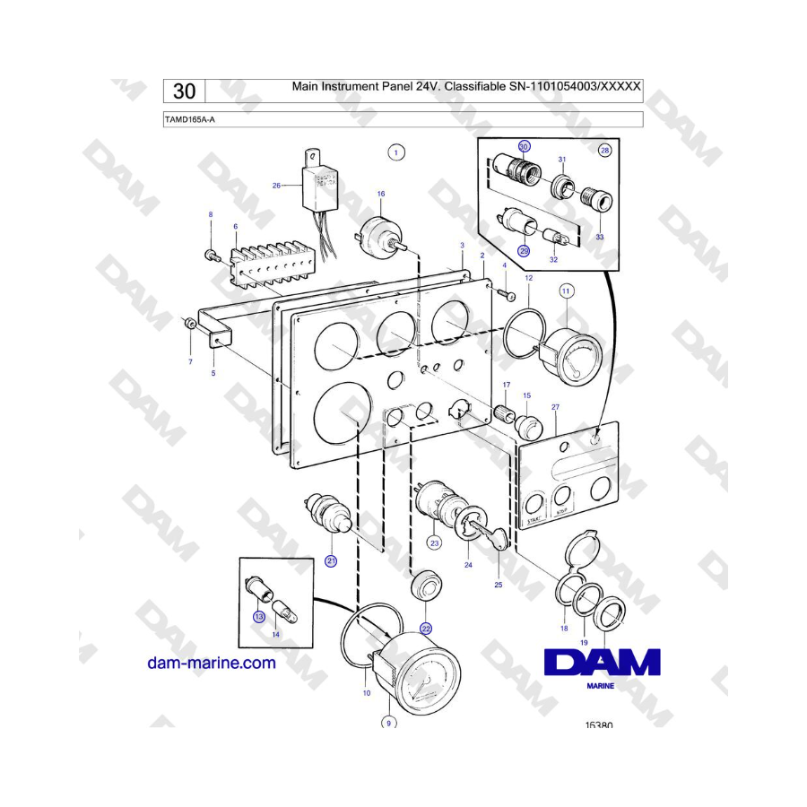 Volvo Penta TAMD165A-A - Main Instrument Panel 24V. Classifiable SN-1101054003