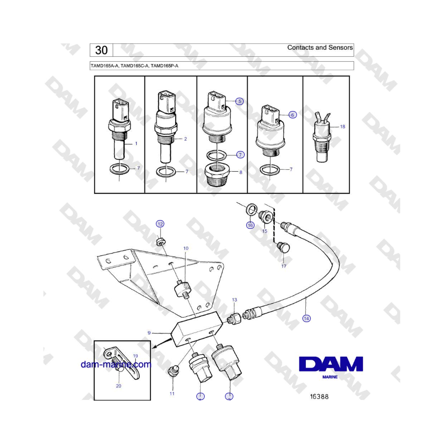 Volvo Penta TAMD165A-A, TAMD165C-A, TAMD165P-A - Contacts and Sensors