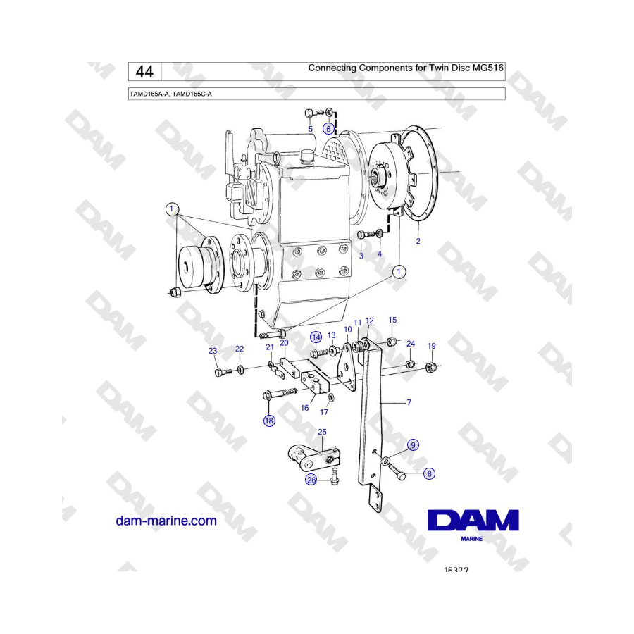 Volvo Penta TAMD165A-A, TAMD165C-A - Connecting Components for Twin Disc MG516