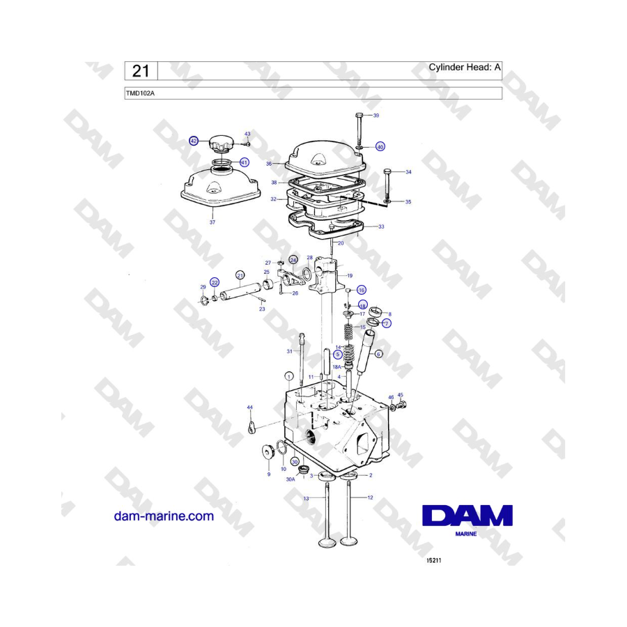 Volvo Penta TMD102A - Cylinder Head: A 