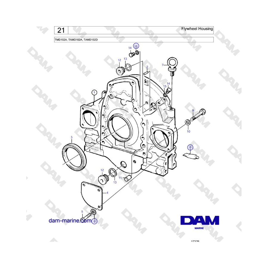 Volvo Penta TMD102A, TAMD102A, TAMD102D - Flywheel Housing