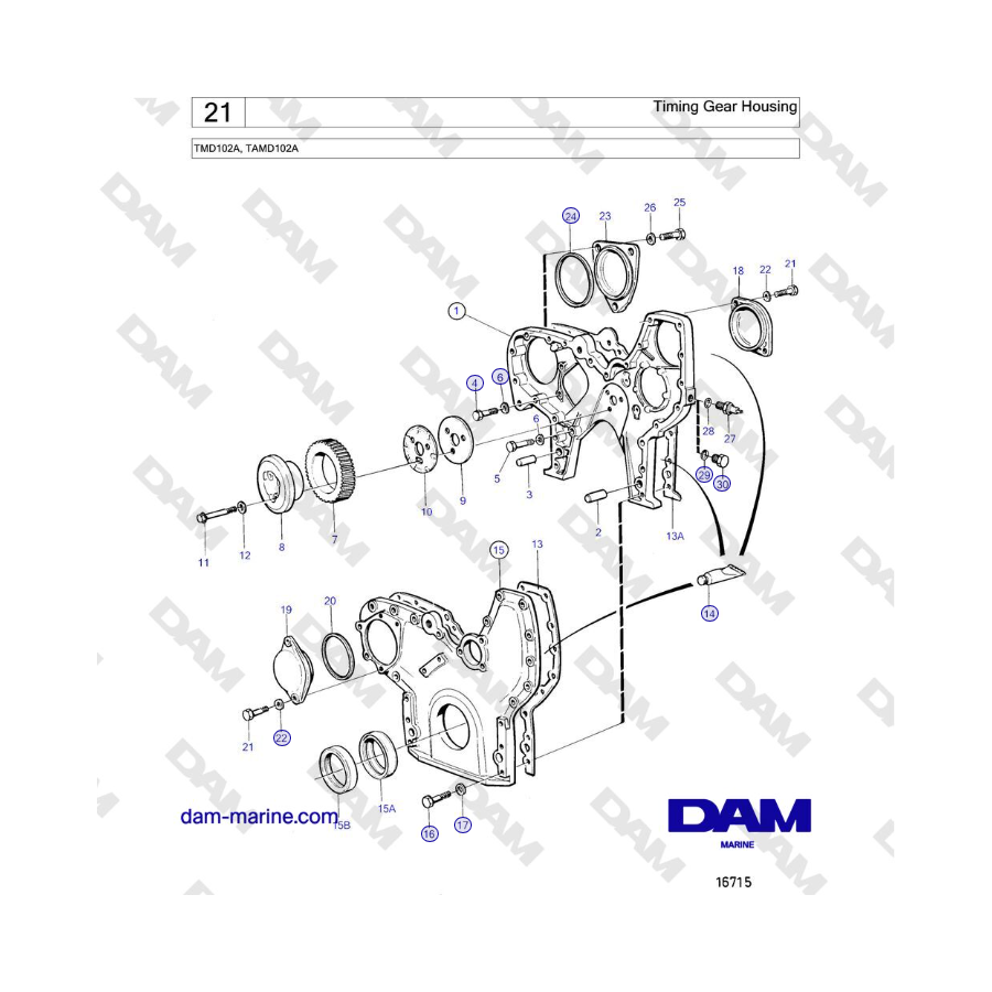 Volvo Penta TMD102A, TAMD102A - Timing Gear Housing 