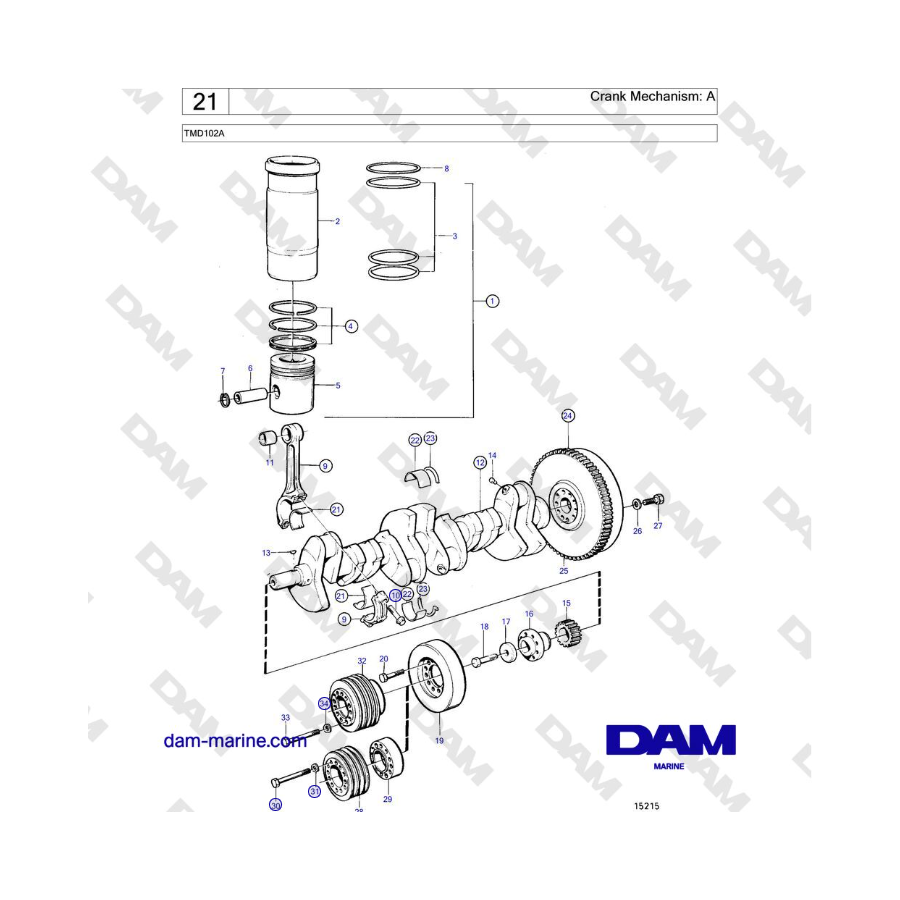 Volvo Penta TMD102A - Crank Mechanism: A