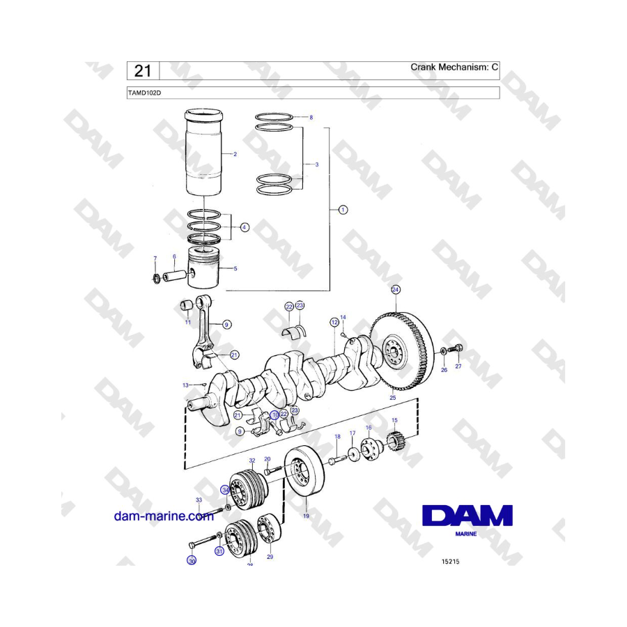 Volvo Penta TAMD102D - Crank Mechanism: C 