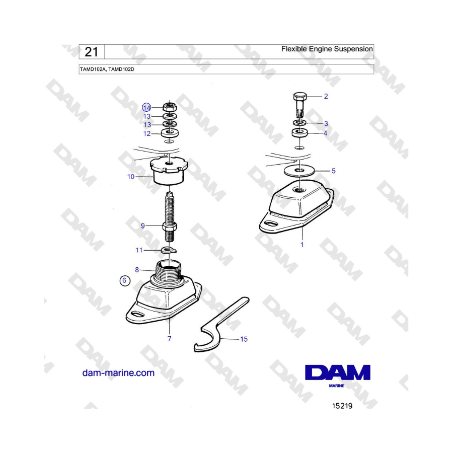 Volvo Penta TAMD102A, TAMD102D - Flexible Engine Suspension