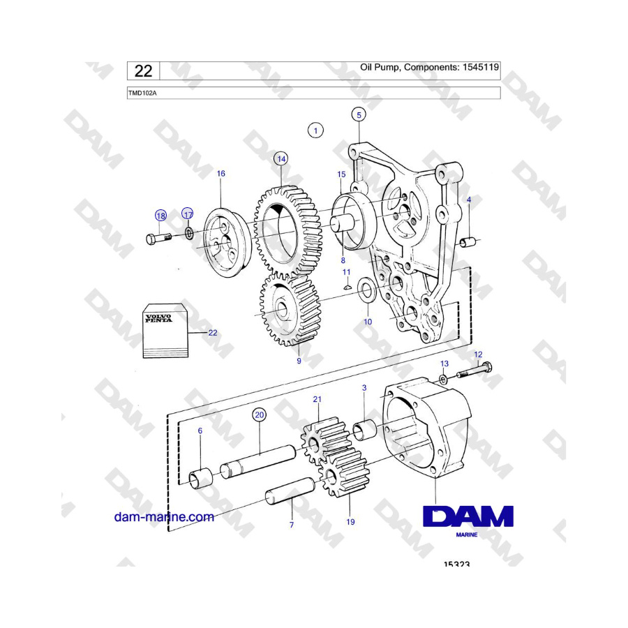 Volvo Penta TMD102A - Oil Pump, Components: 1545119